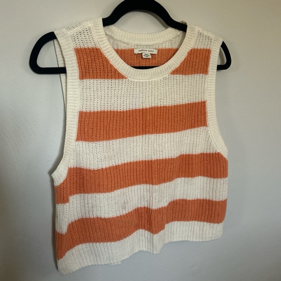 American Eagle Outfitters Sweaters - American Eagle Outfitters Orange and White Striped Knit Sweater Vest